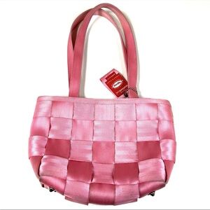 Harvey’s Seatbelt Shoulder Handbag Purse Solid Pink Medium Size #3544